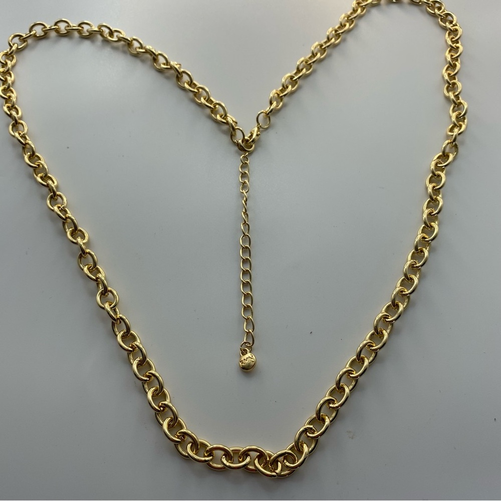 RMN Elegant Gold Tone Rololink Chain Necklace Lobster Clasp - Picture 6 of 8